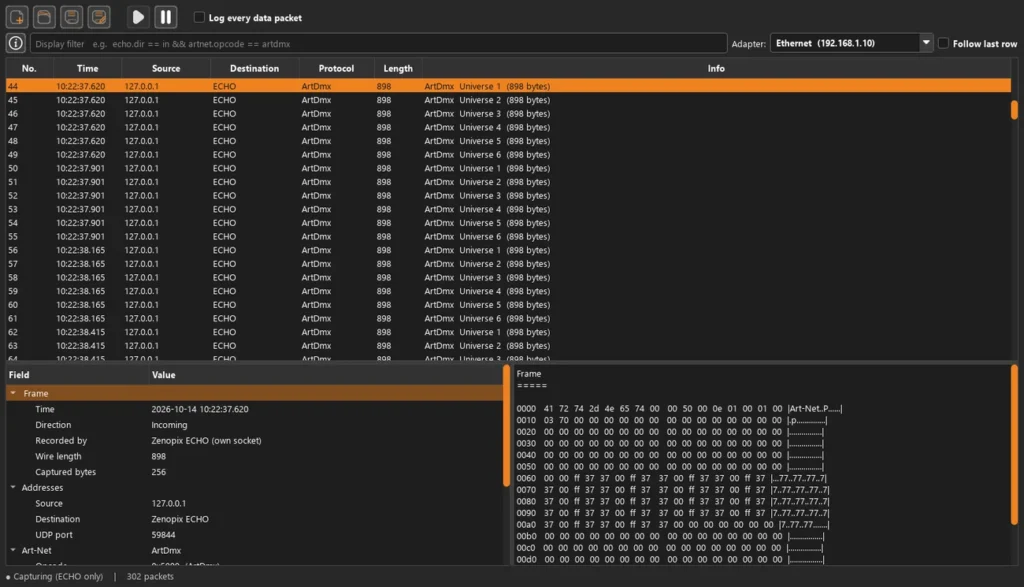 zenopix-echo-network-log-artdmx-packet-decoded